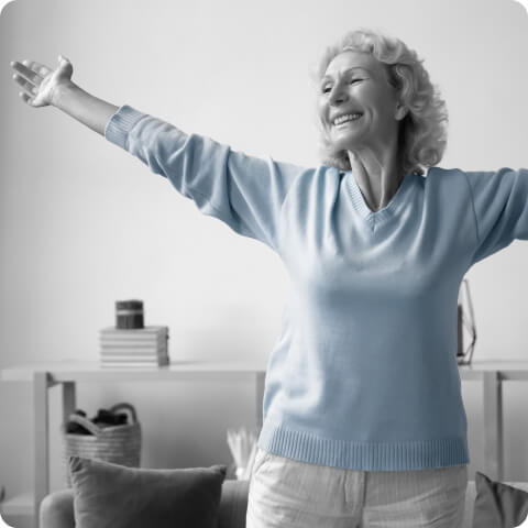 woman stretching with joy